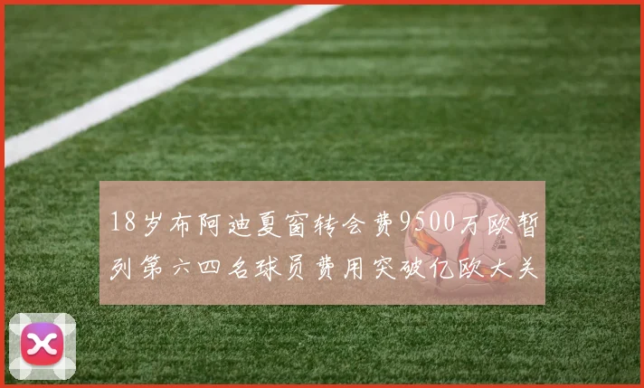 18岁布阿迪夏窗转会费9500万欧暂列第六四名球员费用突破亿欧大关